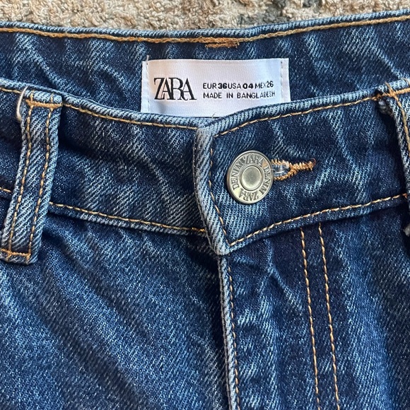 Zara Wide Leg Jeans Size 04 100% Cotton 10/10 Cut Off Bottom Trendy Hipster - Picture 6 of 6